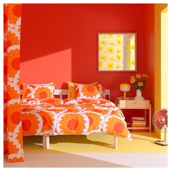 IKEA KRANSMALVA duvet cover and pillowcase(s), Full/Queen (Double/Queen) Orange, Ikea Ireland | 2816NZQHG