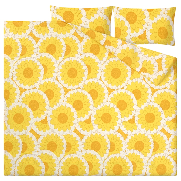 IKEA KRANSMALVA duvet cover and pillowcase(s), Full/Queen (Double/Queen) Yellow, Ikea Ireland | 9816ADYEH