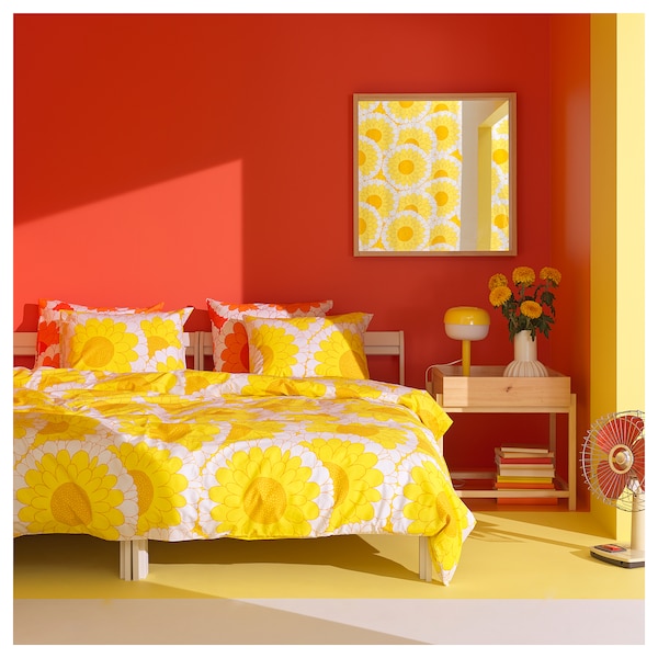 IKEA KRANSMALVA duvet cover and pillowcase(s), Full/Queen (Double/Queen) Yellow, Ikea Ireland | 9816ADYEH