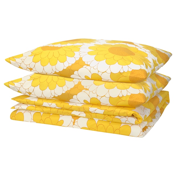 IKEA KRANSMALVA duvet cover and pillowcase(s), Full/Queen (Double/Queen) Yellow, Ikea Ireland | 9816ADYEH