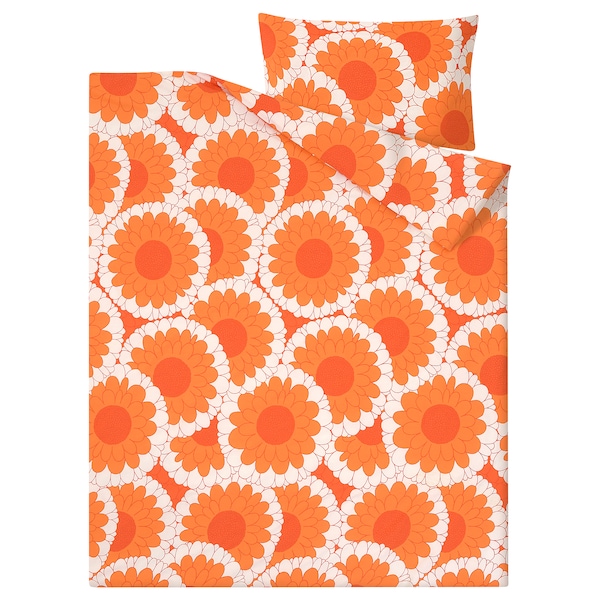 IKEA KRANSMALVA duvet cover and pillowcase(s), Twin Orange, Ikea Ireland | 1834BOKNZ