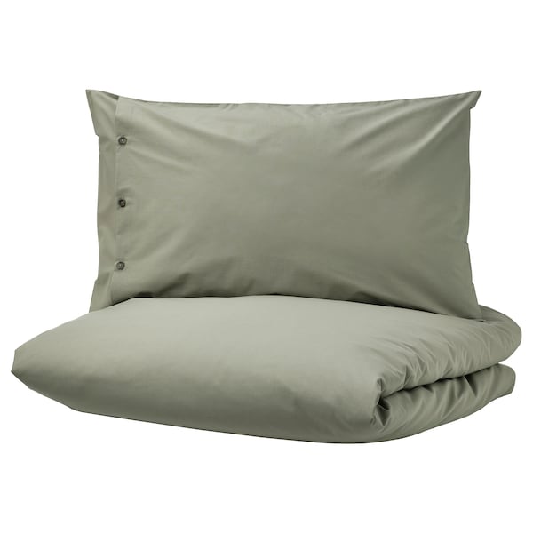 IKEA KRÅKRISMOTT duvet cover and pillowcase(s), King Light Green, Ikea Ireland | 4291EWBYU