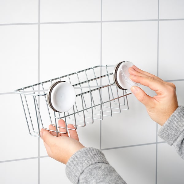 IKEA KROKFJORDEN corner basket with suction cup, zinc plated, 7 ¾x4 ¼ in, Ikea Ireland | 0291HEMKV