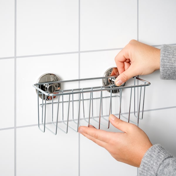 IKEA KROKFJORDEN corner basket with suction cup, zinc plated, 7 ¾x4 ¼ in, Ikea Ireland | 0291HEMKV