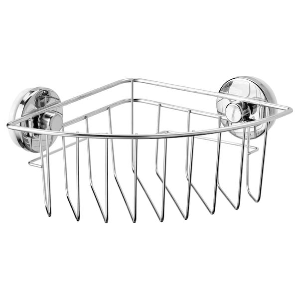 IKEA KROKFJORDEN corner basket with suction cup, zinc plated, 7 ¾x4 ¼ in, Ikea Ireland | 0291HEMKV