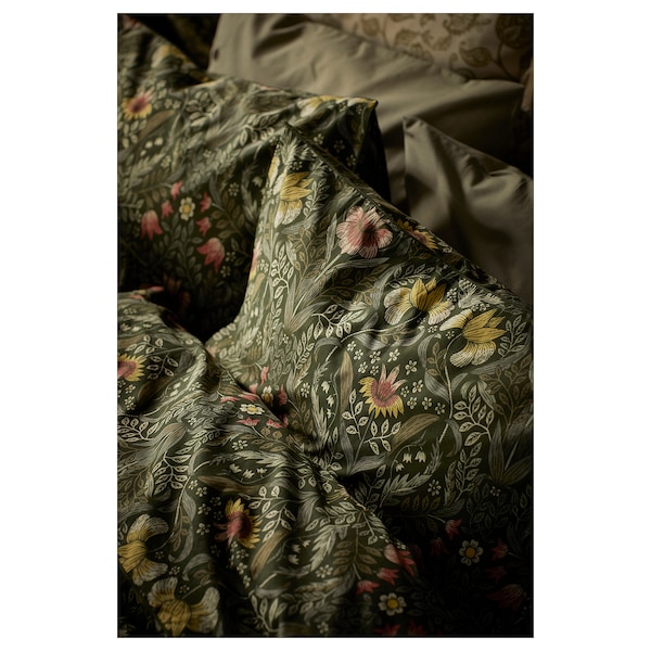 IKEA KÄRRDUNÖRT duvet cover and pillowcase(s), Full/Queen (Double/Queen) Dark Green / Multicolor, Ikea Ireland | 0586XUIOV