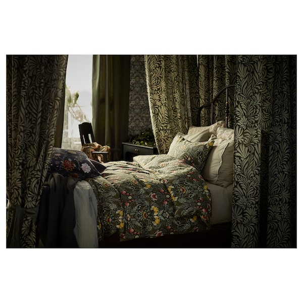 IKEA KÄRRDUNÖRT duvet cover and pillowcase(s), Full/Queen (Double/Queen) Dark Green / Multicolor, Ikea Ireland | 0586XUIOV