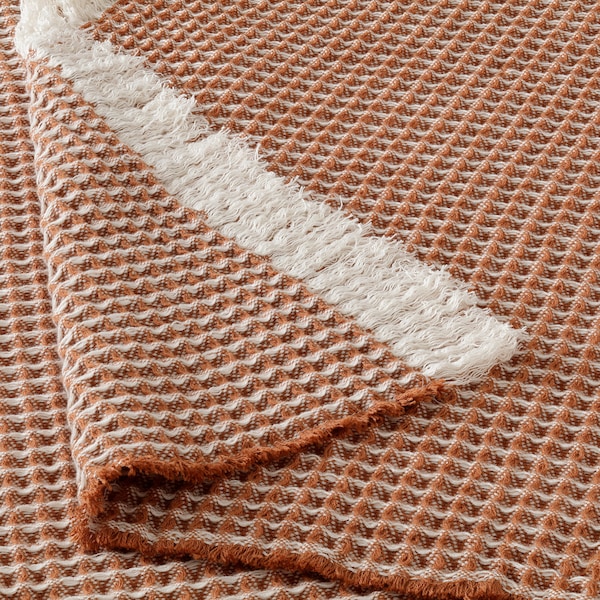 IKEA KÄRRKÄKMAL throw, orange-brown/off-white, 51x67 in, Ikea Ireland | 1742GUTFI