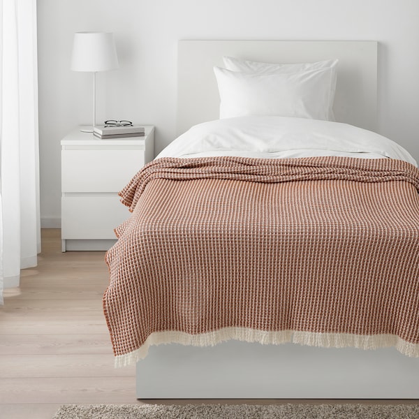 IKEA KÄRRKÄKMAL throw, orange-brown/off-white, 51x67 in, Ikea Ireland | 1742GUTFI