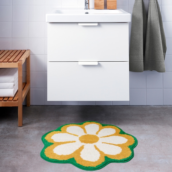 IKEA KÄRRKNIPPROT bath mat, 26 in Floral Pattern / Multicolor, Ikea Ireland | 5236LODAH