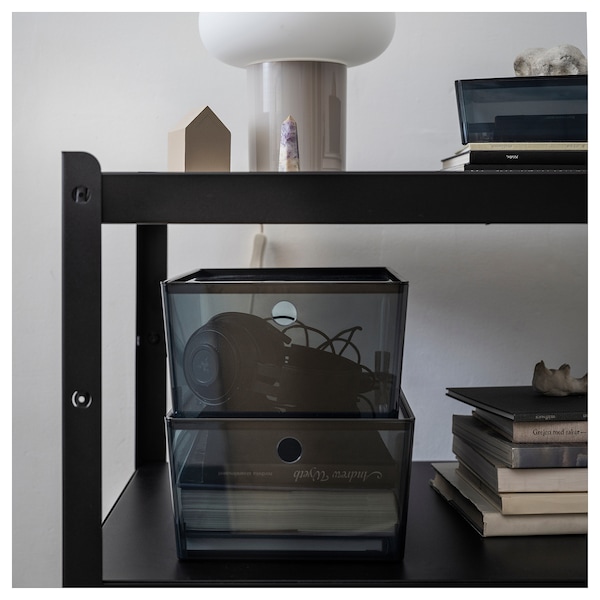 IKEA KUGGIS box with lid, 10 ¼x13 ¾x6 in Transparent Black, Ikea Ireland | 0982DKCJP