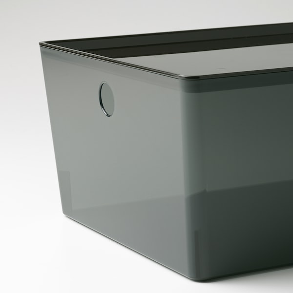 IKEA KUGGIS box with lid, 10 ¼x13 ¾x6 in Transparent Black, Ikea Ireland | 0982DKCJP