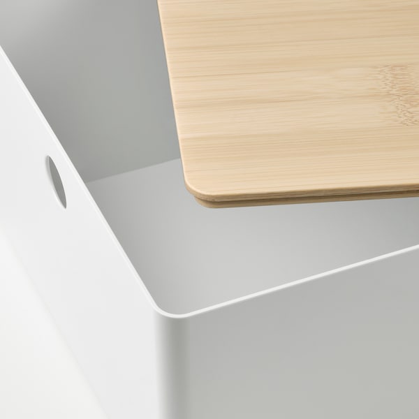 IKEA KUGGIS box with lid, 10 ¼x13 ¾x6 in White / Bamboo, Ikea Ireland | 4765MWSHT
