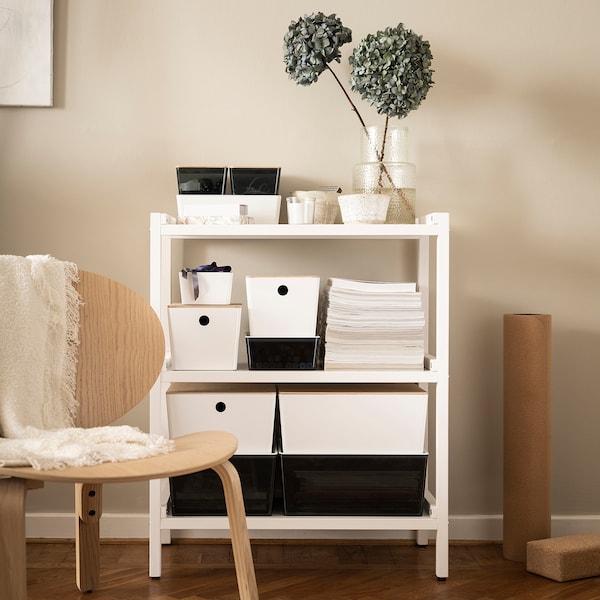 IKEA KUGGIS box with lid, 10 ¼x13 ¾x6 in White / Bamboo, Ikea Ireland | 4765MWSHT