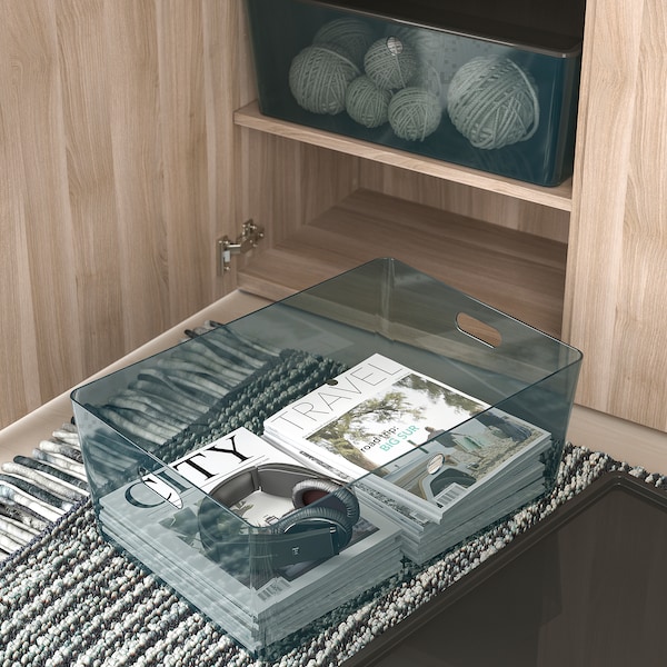 IKEA KUGGIS box with lid, 14 ½x21 ¼x8 ¼ in Transparent Black, Ikea Ireland | 7893JLUZD