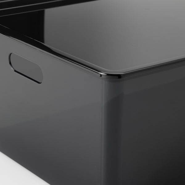 IKEA KUGGIS box with lid, 14 ½x21 ¼x8 ¼ in Transparent Black, Ikea Ireland | 7893JLUZD
