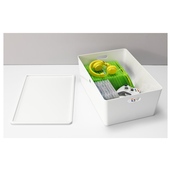 IKEA KUGGIS box with lid, 14 ½x21 ¼x8 ¼ in White, Ikea Ireland | 1509RGKOZ