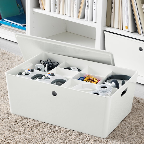 IKEA KUGGIS box with lid, 14 ½x21 ¼x8 ¼ in White, Ikea Ireland | 1509RGKOZ