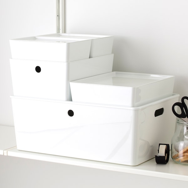 IKEA KUGGIS box with lid, 14 ½x21 ¼x8 ¼ in White, Ikea Ireland | 1509RGKOZ
