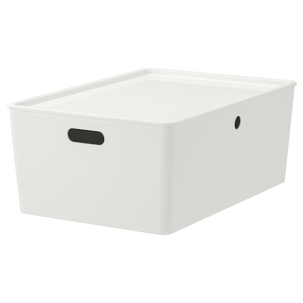 IKEA KUGGIS box with lid, 14 ½x21 ¼x8 ¼ in White, Ikea Ireland | 1509RGKOZ
