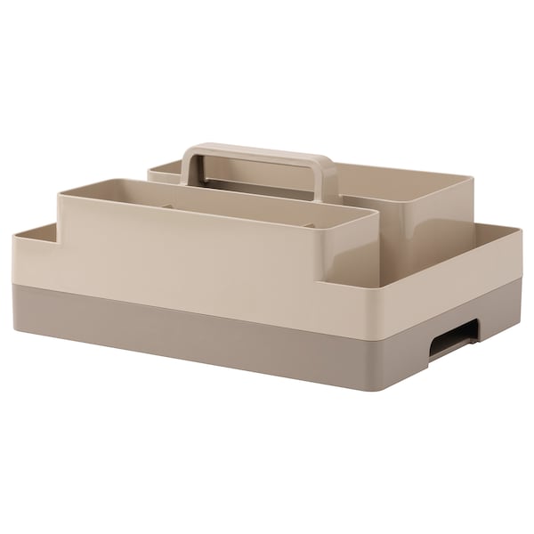 IKEA KUGGIS desk organizer set, 2 pieces, gray-beige/dark gray-beige, 10 ¼x13 ¾x6 ¼ in, Ikea Ireland | 9375SUGYM