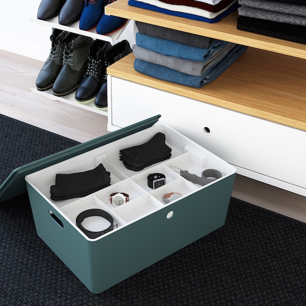IKEA KUGGIS storage box with lid, turquoise, 14 ½x21 ¼x8 ¼ in, Ikea Ireland | 9406TNMSL
