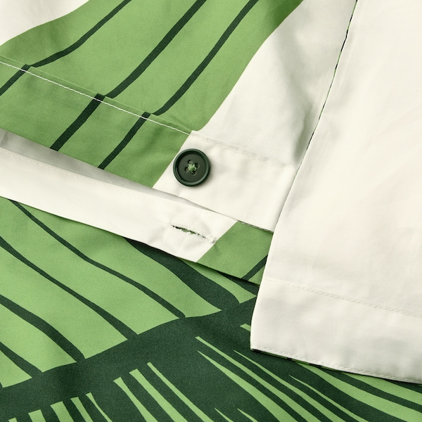 IKEA KUNGSCISSUS duvet cover and pillowcase(s), King White / Green, Ikea Ireland | 8156JDPGO