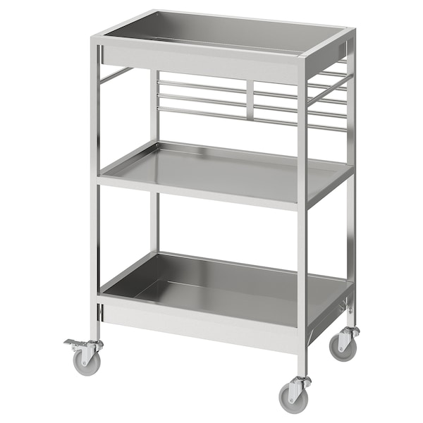 IKEA KUNGSFORS kitchen cart, stainless steel, 23 5/8x15 3/4 in, Ikea Ireland | 7438HEFMT