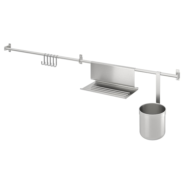 IKEA KUNGSFORS rails w hooks, tblt stand+container, stainless steel, 44 1/8 in, Ikea Ireland | 8605RMPOK