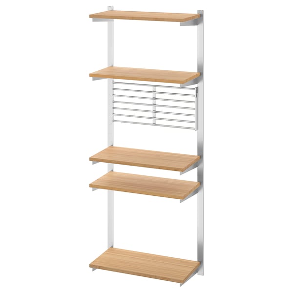 IKEA KUNGSFORS suspension rail with shelf/wll grid Stainless Steel / Bamboo, Ikea Ireland | 0341GLYQF