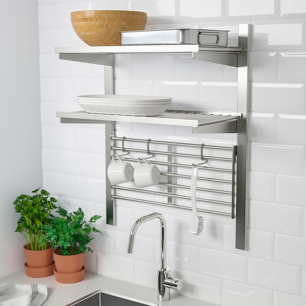 IKEA KUNGSFORS suspension rail with shelf/wll grid Stainless Steel, Ikea Ireland | 4356ZHGEX