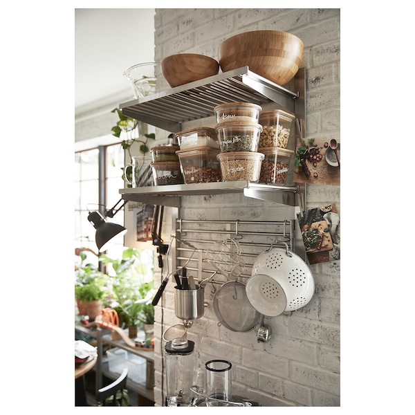 IKEA KUNGSFORS suspension rail with shelf/wll grid Stainless Steel, Ikea Ireland | 4356ZHGEX