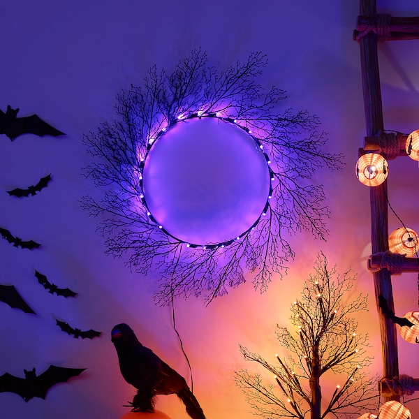 IKEA KUSTFYR LED wreath, artificial battery operated/outdoor, Ikea Ireland | 7281TJQEB