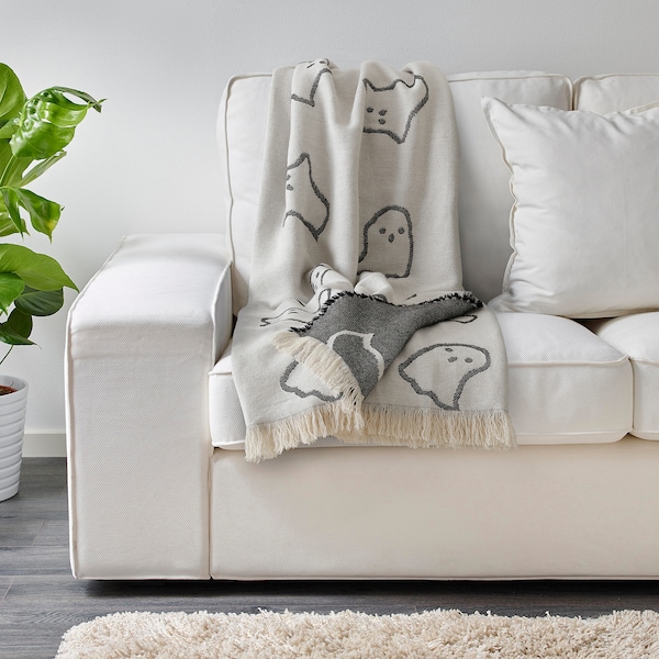IKEA KUSTFYR throw, white/black, 51x67 in, Ikea Ireland | 8742KVQHB