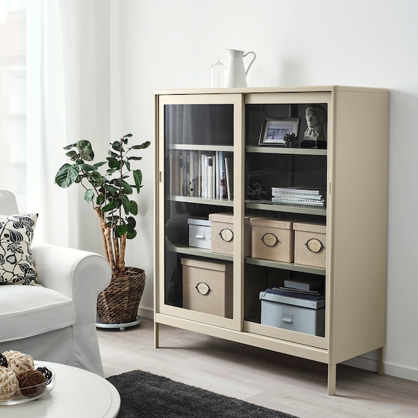 IKEA KVARNVIK Storage box with lid, beige, Length: 13 ¾ in. Learn more!, Ikea Ireland | 1274CAZPB