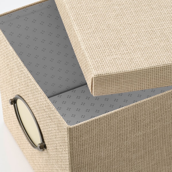 IKEA KVARNVIK Storage box with lid, beige, Length: 13 ¾ in. Learn more!, Ikea Ireland | 1274CAZPB