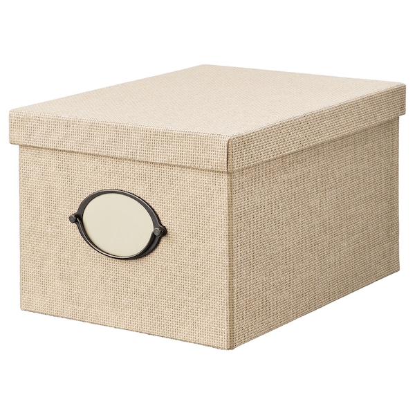 IKEA KVARNVIK Storage box with lid, beige, Length: 13 ¾ in. Learn more!, Ikea Ireland | 1274CAZPB
