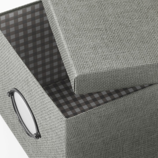 IKEA KVARNVIK Storage box with lid, gray, 9 ¾x13 ¾x7 ¾ in, Ikea Ireland | 6492IYMEC