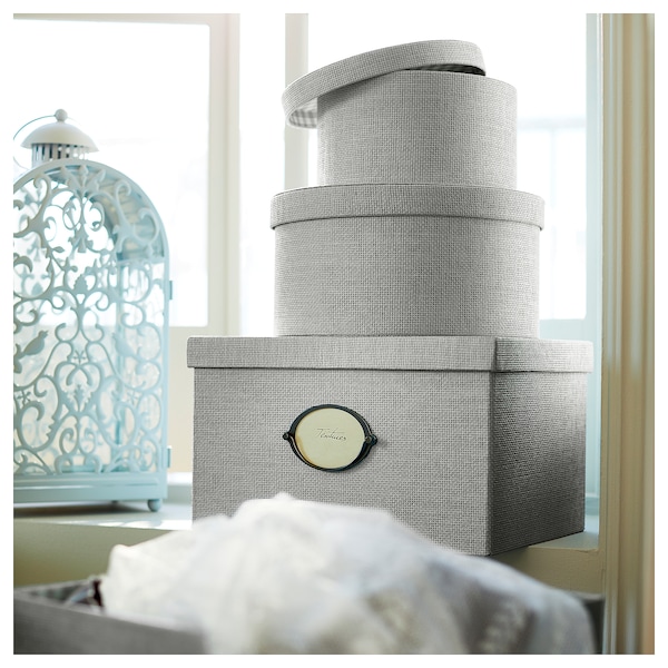 IKEA KVARNVIK Storage box with lid, gray, 9 ¾x13 ¾x7 ¾ in, Ikea Ireland | 6492IYMEC