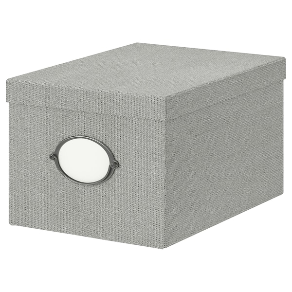 IKEA KVARNVIK Storage box with lid, gray, 9 ¾x13 ¾x7 ¾ in, Ikea Ireland | 6492IYMEC