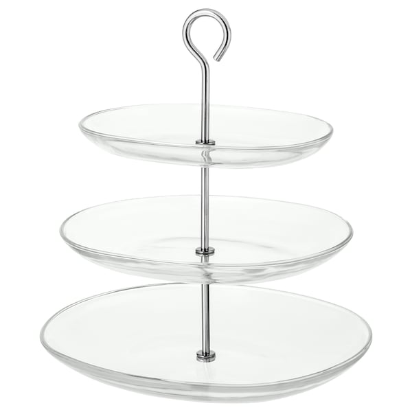 IKEA KVITTERA serving stand, 3 tiers, clear glass/stainless steel, Ikea Ireland | 5743DFWMA