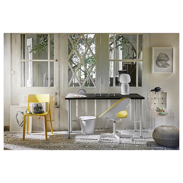 IKEA LAGKAPTEN / ADILS desk, 47 1/4x23 5/8 in Black / Brown / White, Ikea Ireland | 0142XACNS