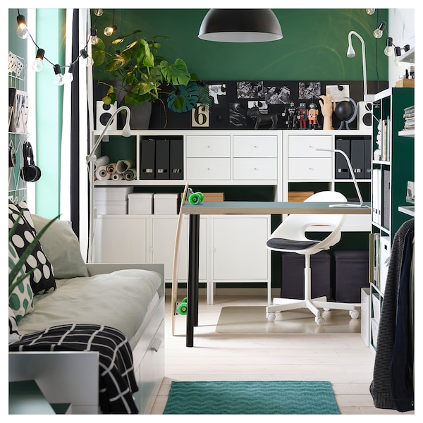 IKEA LAGKAPTEN / ADILS desk, 47 1/4x23 5/8 in Gray / Turquoise / Black, Ikea Ireland | 9857FXRJI