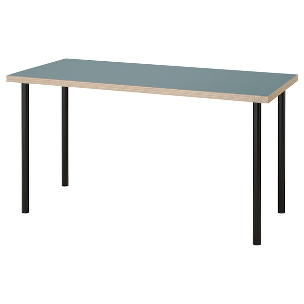 IKEA LAGKAPTEN / ADILS desk, 55 1/8x23 5/8 in Gray / Turquoise / Black, Ikea Ireland | 5671GSFWV