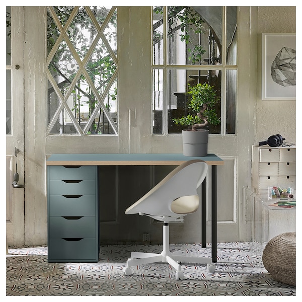 IKEA LAGKAPTEN / ALEX desk, 47 1/4x23 5/8 in Gray / Turquoise / Black, Ikea Ireland | 2169DBMJL