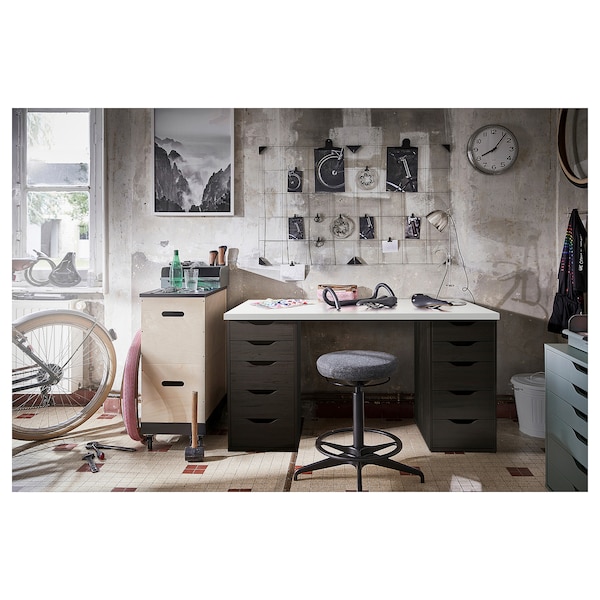 IKEA LAGKAPTEN / ALEX desk, 55 1/8x23 5/8 in White / Black / Brown, Ikea Ireland | 7592RTPDO
