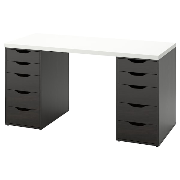 IKEA LAGKAPTEN / ALEX desk, 55 1/8x23 5/8 in White / Black / Brown, Ikea Ireland | 7592RTPDO