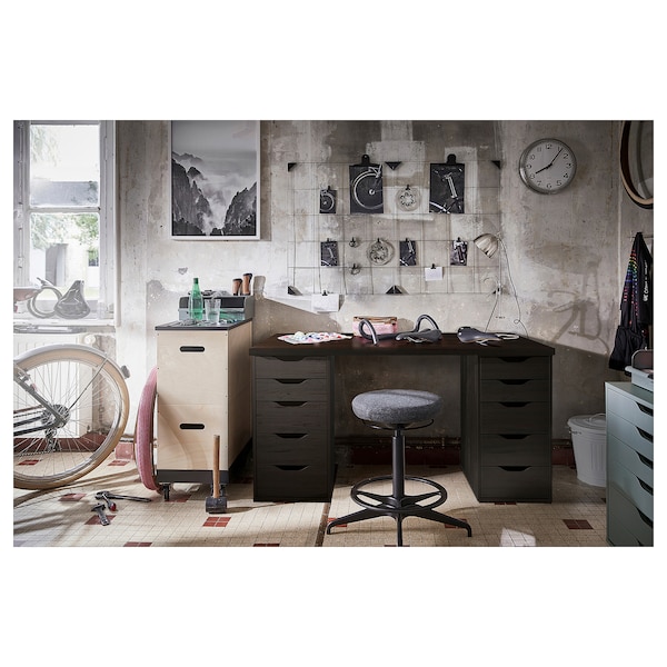 IKEA LAGKAPTEN / ALEX desk, 55 1/8x23 5/8 in Black / Brown, Ikea Ireland | 1732PKFLI