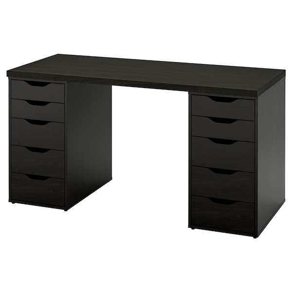 IKEA LAGKAPTEN / ALEX desk, 55 1/8x23 5/8 in Black / Brown, Ikea Ireland | 1732PKFLI