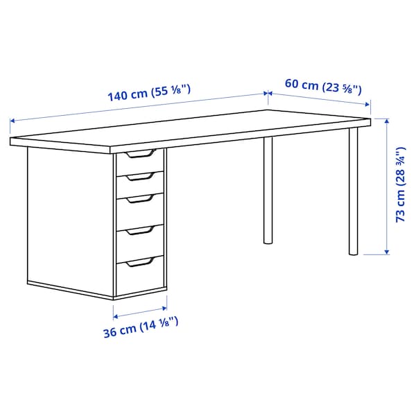 IKEA LAGKAPTEN / ALEX desk, 55 1/8x23 5/8 in Black / Brown / White, Ikea Ireland | 0385RMJSA